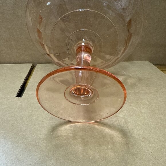Vintage Glass 5" Tall Pink Depression Glass Compote Open Candy Bowl 6.75” Across - Picture 5 of 6